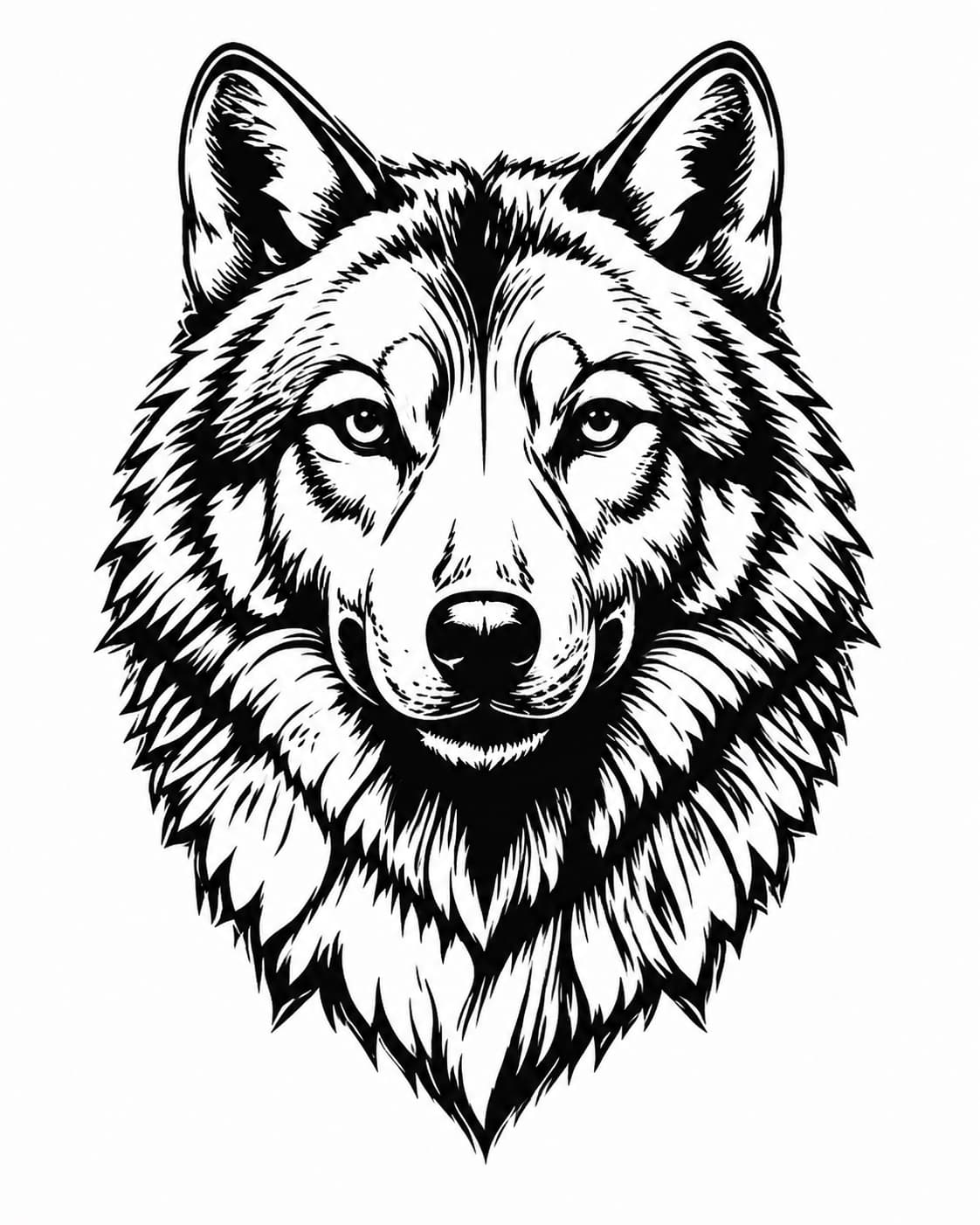 AI vectorized wolf line art
